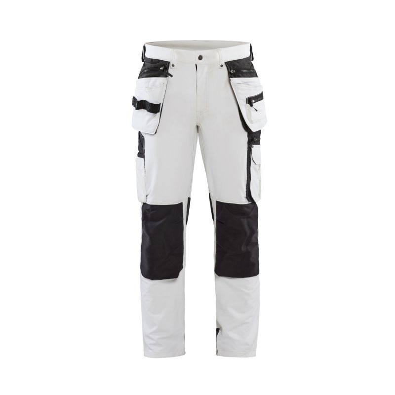 Pantalon peintre stretch 4D Blanc/Gris foncé 42L