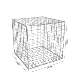 Gabion cage ( 100 cm x 100 cm x 100 cm ) - Maille : Carré 10 cm X 10 cm - Fixation : Agrafes - Ø de fil : 4.5 mm