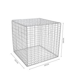 Gabion cage ( 100 cm x 100 cm x 100 cm ) - Maille : Rectangulaire 5 cm x 10 cm - Fixation : Spirales - Ø de fil : 4.5 mm