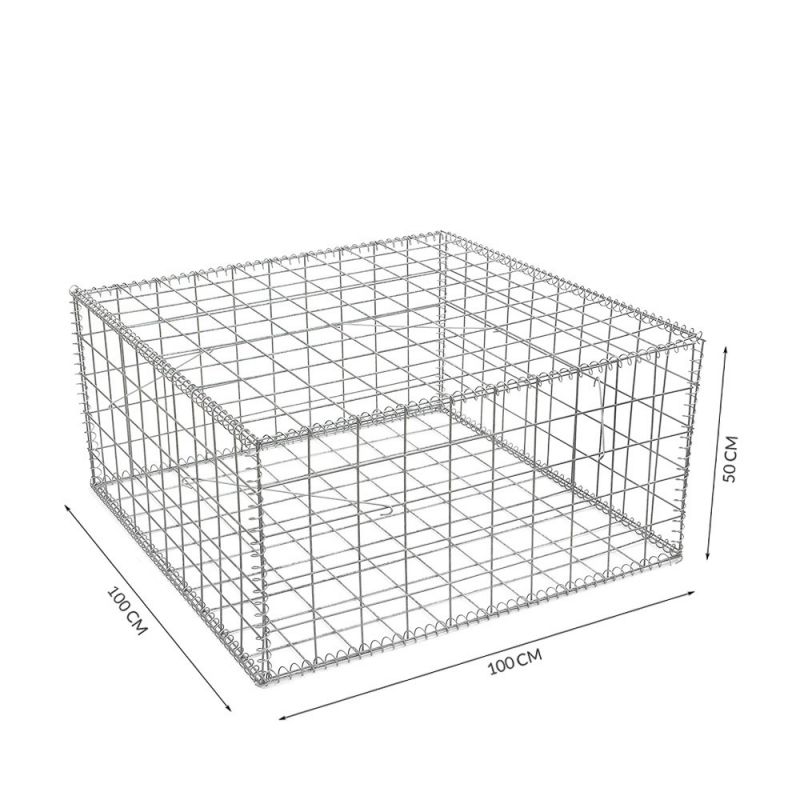 Gabion cage ( 100 cm x 100 cm x 50 cm ) - Maille : Carré 10 cm x 10 cm - Fixation : Spirales - Ø de fil : 4.5 mm