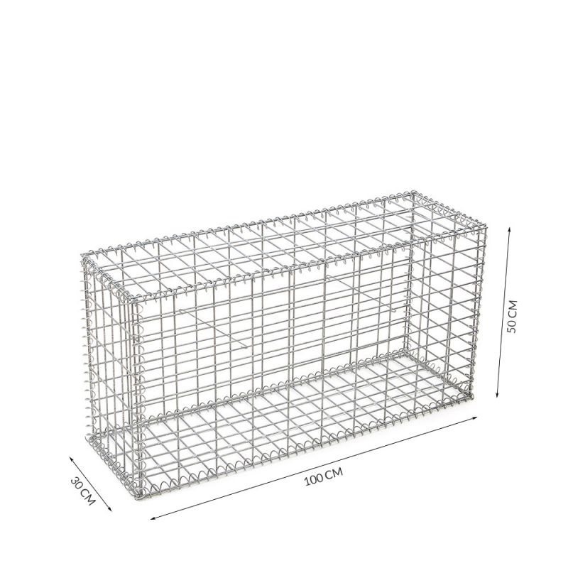 Gabion cage ( 100 cm x 30 cm x 50 cm ) - Maille : Rectangulaire 5 cm x 10 cm - Fixation : Agrafes - Ø de fil : 4.5 mm