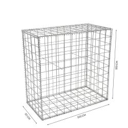 Gabion cage ( 100 cm x 50 cm x  100 cm ) - Maille : Carré 10 cm x 10 cm - Fixation : Spirales - Ø de fil : 4.5 mm