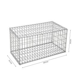 Gabion cage ( 100 cm x 50 cm x  50 cm ) - Maille : Rectangulaire 5 cm x 10 cm - Fixation : Agrafes - Ø de fil : 4 mm
