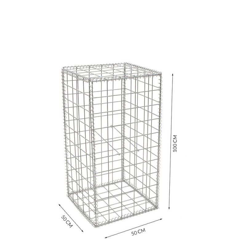 Gabion cage ( 50 cm x 50 cm x  100 cm ) - Maille : Carré 10 cm x 10 cm - Fixation : Spirales - Ø de fil : 4.5 mm