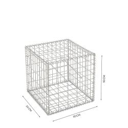 Gabion cage ( 50 cm x 50 cm x 50 cm ) - Maille : Rectangulaire 5 cm x 10 cm - Fixation : Agrafes - Ø de fil : 4 mm