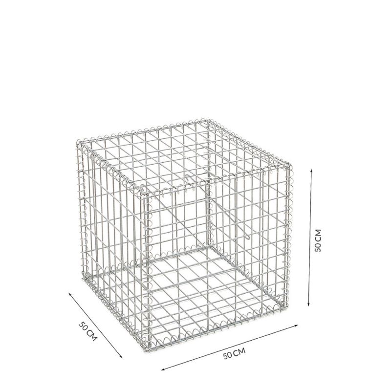 Gabion cage ( 50 cm x 50 cm x 50 cm ) - Maille : Rectangulaire 5 cm x 10 cm - Fixation : Spirales - Ø de fil : 4.5 mm
