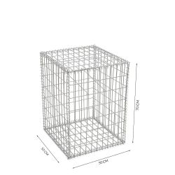 Gabion cage ( 50 cm x 50 cm x 70 cm ) - Maille : Rectangulaire 5 cm x 10 cm - Fixation : Agrafes - Ø de fil : 4 mm