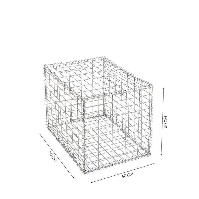 Gabion cage ( 50 cm x 70 cm x  50 cm ) - Maille : Rectangulaire 5 cm x 10 cm - Fixation : Agrafes - Ø de fil : 4 mm