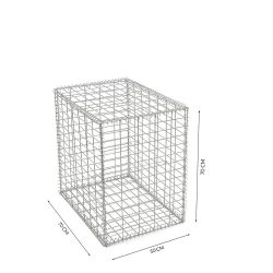 Gabion cage ( 50 cm x 70 cm x  70 cm ) - Maille : Rectangulaire 5 cm x 10 cm - Fixation : Spirales - Ø de fil : 4 mm