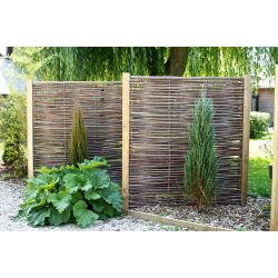 Claustra en noisetier - Hauteur : 75 cm - Largeur : 150 cm - Clôture naturelle - Tressage Horizontal