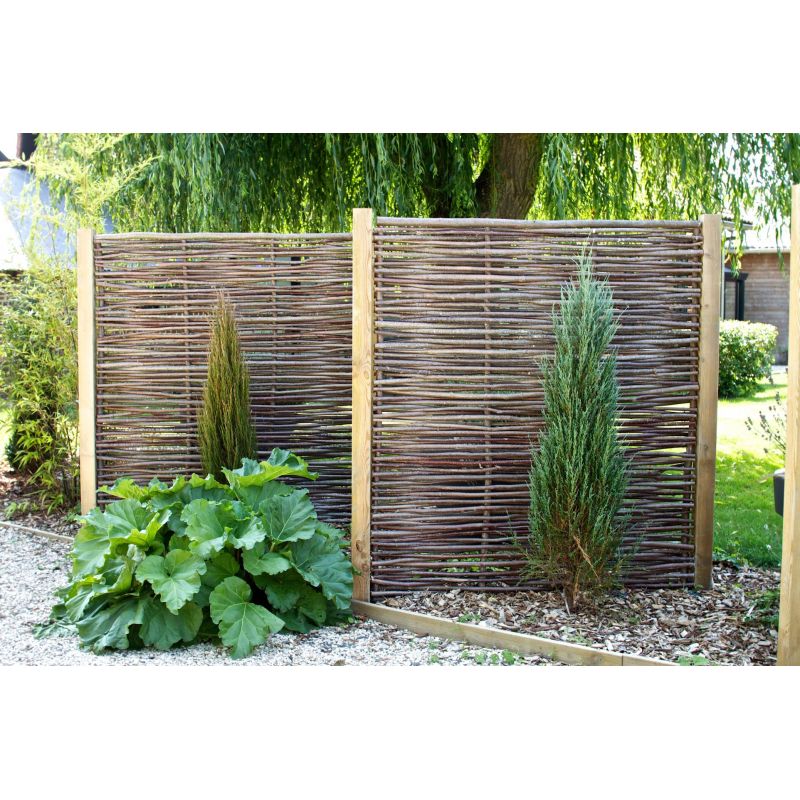 Claustra en noisetier - Hauteur : 75 cm - Largeur : 150 cm - Clôture naturelle - Tressage Horizontal