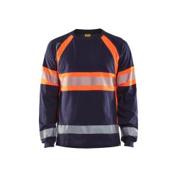 T-shirt manches longues haute-visibilité Marine/Orange fluo XS