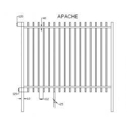 BARREAUDAGE Apache standard - h1,50 x l2,50 m - Lisse - ecartement des barreaux de 110 mm- Vert