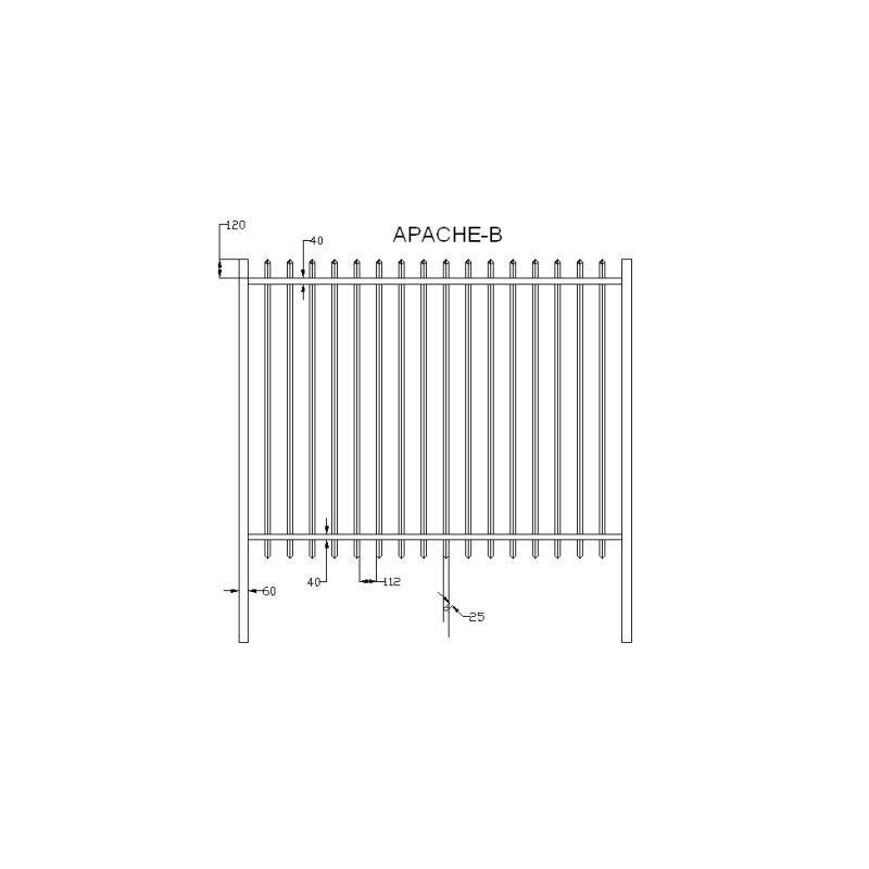 BARREAUDAGE Apache B (standard+biais) - h1,50 x l2,50 m - Lisse - ecartement des barreaux de 110 mm- Vert