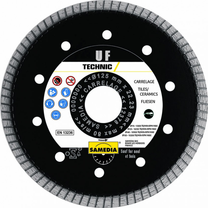 Disque Diamant Technic Uf - AL : 22.23 mm - Ø : 125 mm - Haut. Segment : 8 mm