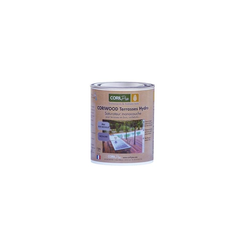 Saturateur monocouche pour terrasse bois -Incolore - CORIWOOD - Jérican 1 L