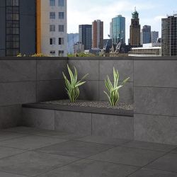 Dalle grès cérame Gris/Noir - TERRA CERAME - 60x60x2cm (Lot de 2)
