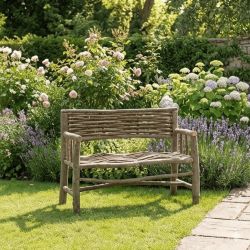 Banc en noisetier - Hauteur : 95 cm - Largeur : 57 cm - Longueur : 115 cm